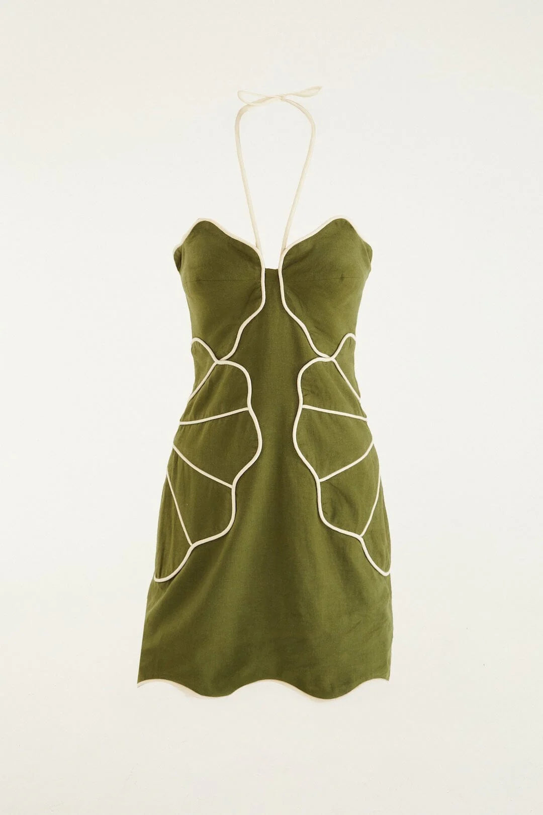 Green Wavy Cutouts Mini Dress