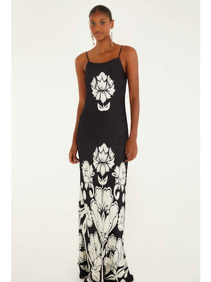 Arabesque Maxi Slipdress in Black
