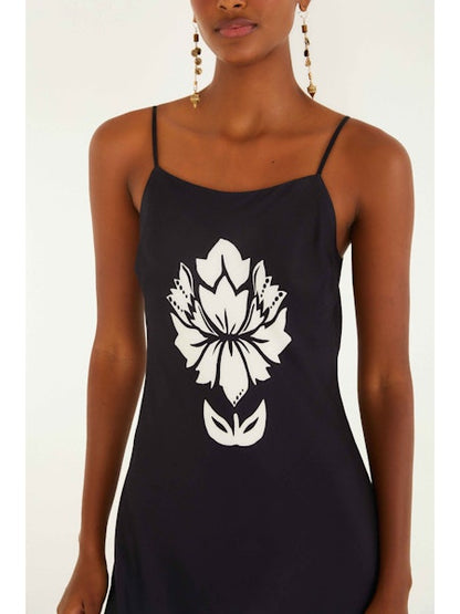 Arabesque Maxi Slipdress in Black