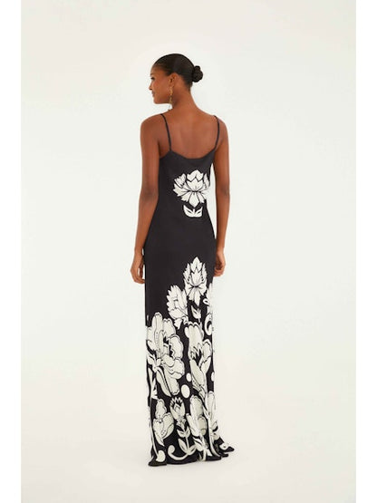 Arabesque Maxi Slipdress in Black