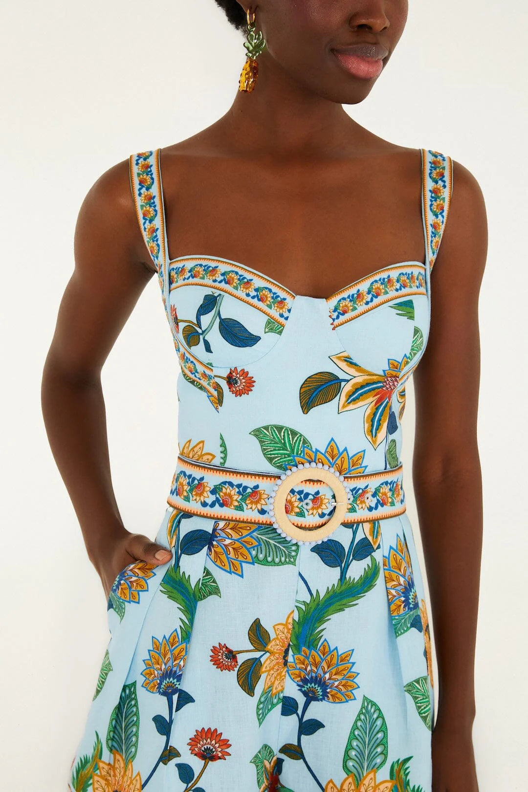 Floral Delhi Light Blue Romper