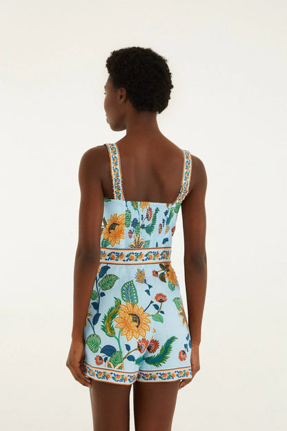 Floral Delhi Light Blue Romper