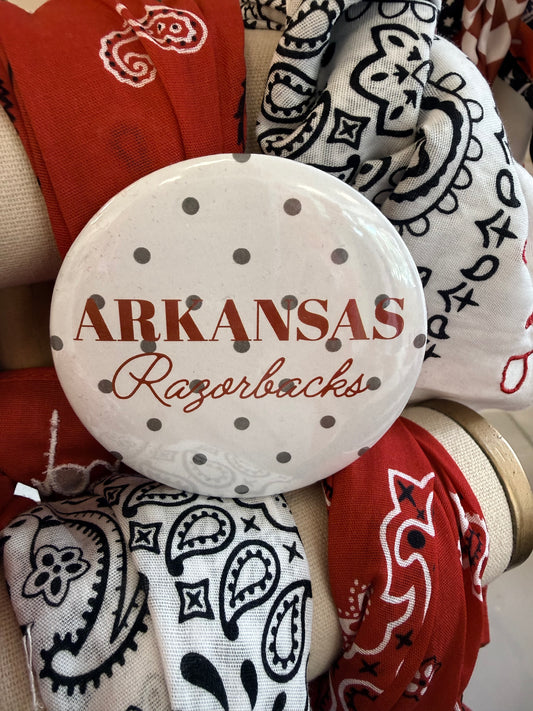 Arkansas Razorback Gray Polka Dot Pin