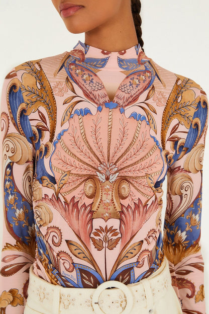 Sea Garden Scarf Soft Pink Jersey Blouse