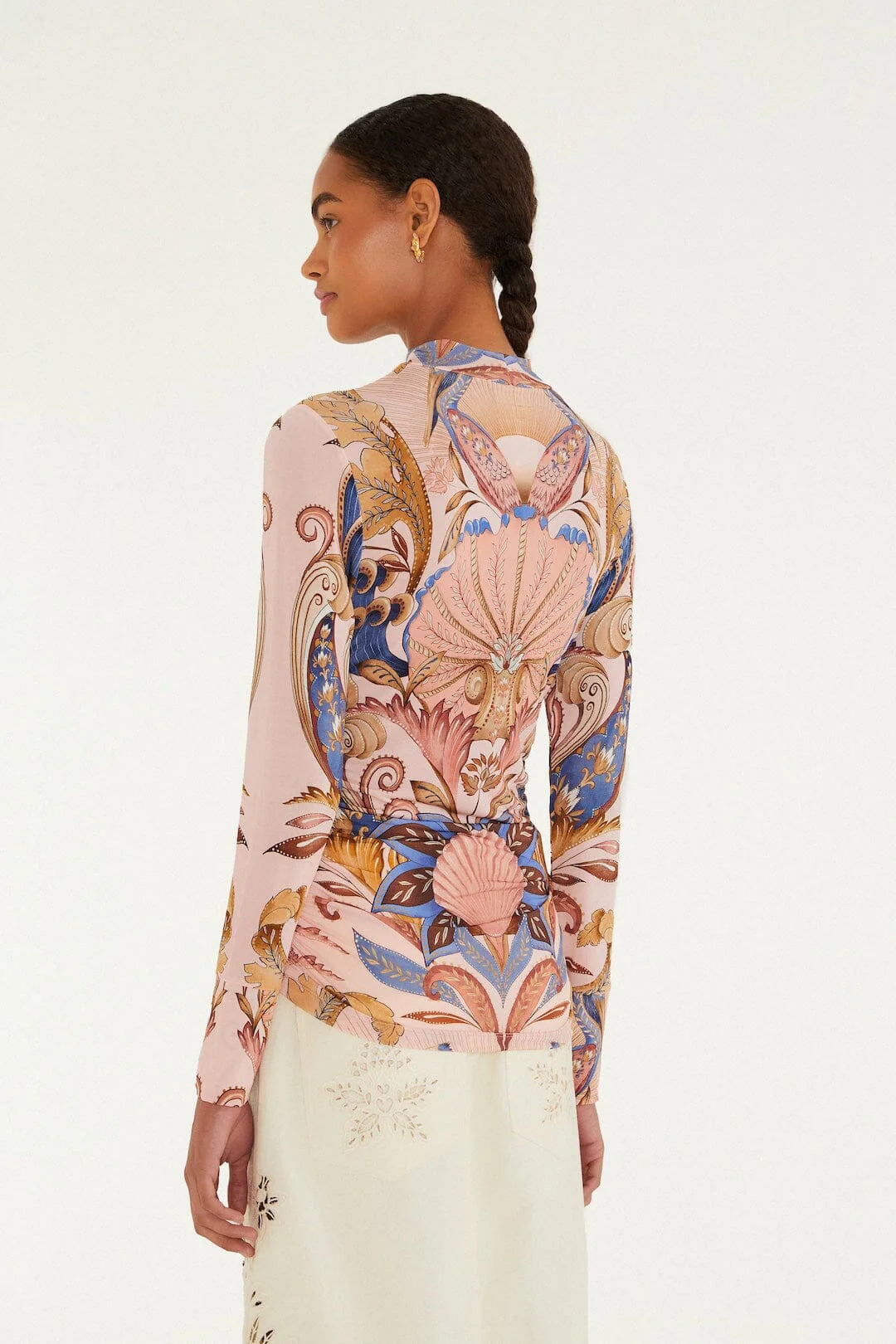 Sea Garden Scarf Soft Pink Jersey Blouse