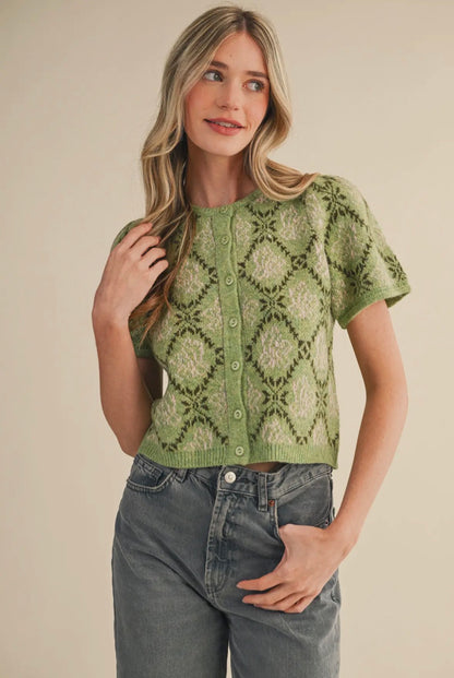 Short Sleeve Sweater in Avocado
