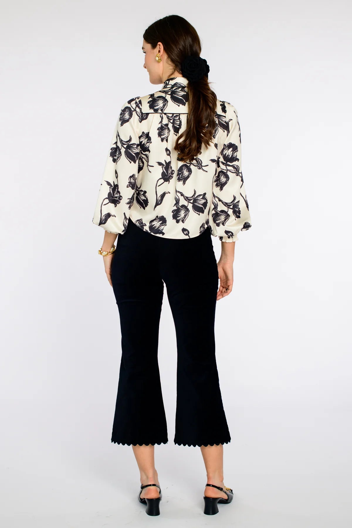 Britt Bow Blouse in Snow Tulip