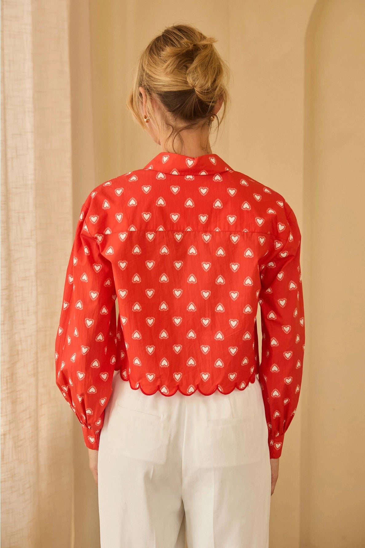 Red Heart Poplin Scalloped Trim Top