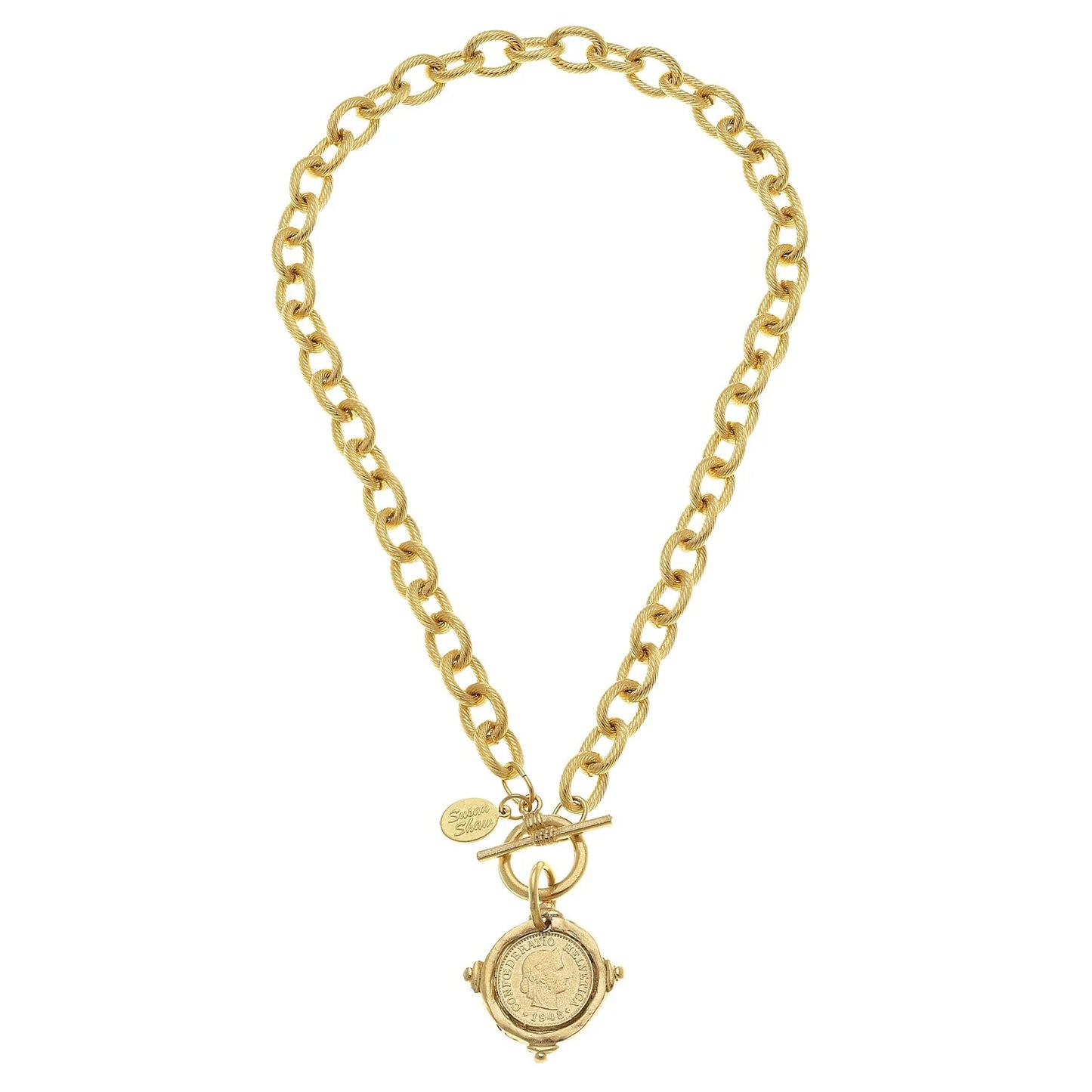 Intaglio Coin Front Toggle Necklace