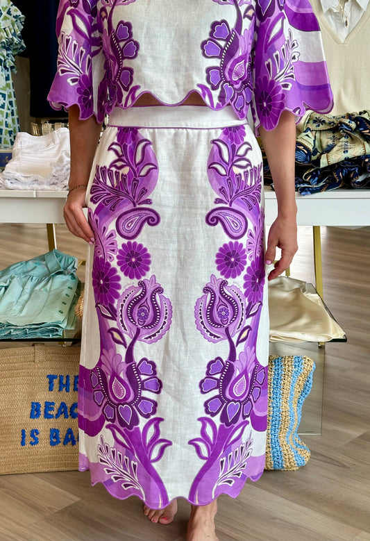 Color Festival Cream Midi Skirt