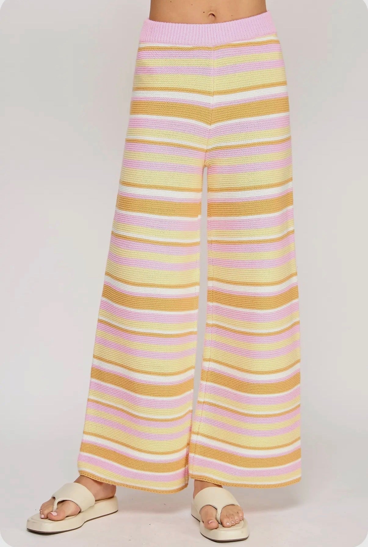 Crochet Stripe Knit Pants