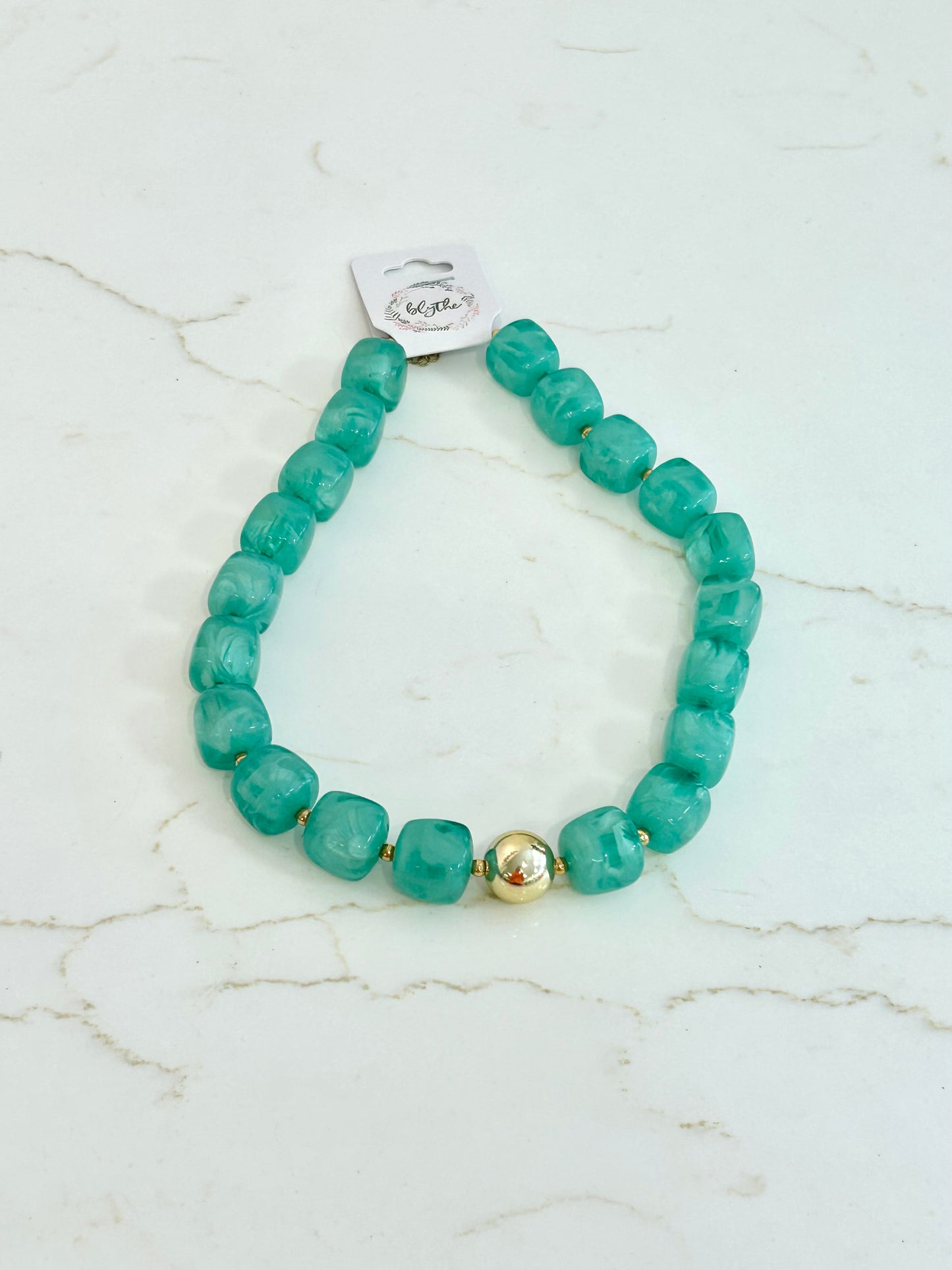 Green Cube Beaded Necklace