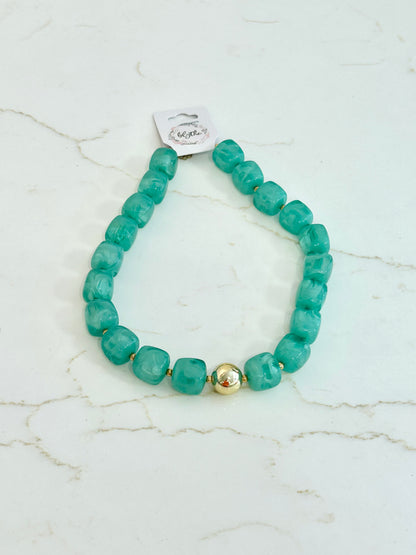 Green Cube Beaded Necklace