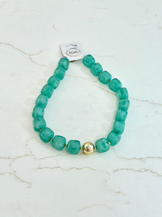 Green Cube Beaded Necklace