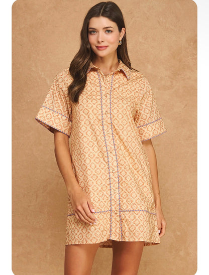 Lexi Retro Floral Short Sleeved Dress