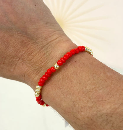 Red & Gold Beaded Bracelet