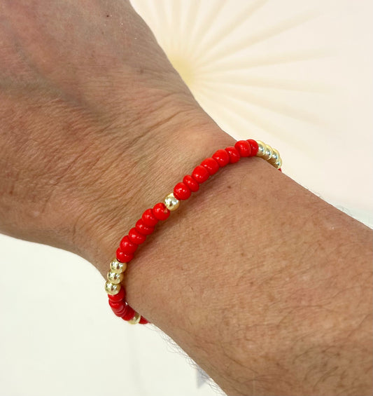 FINAL SALE Red & Gold Beaded Bracelet