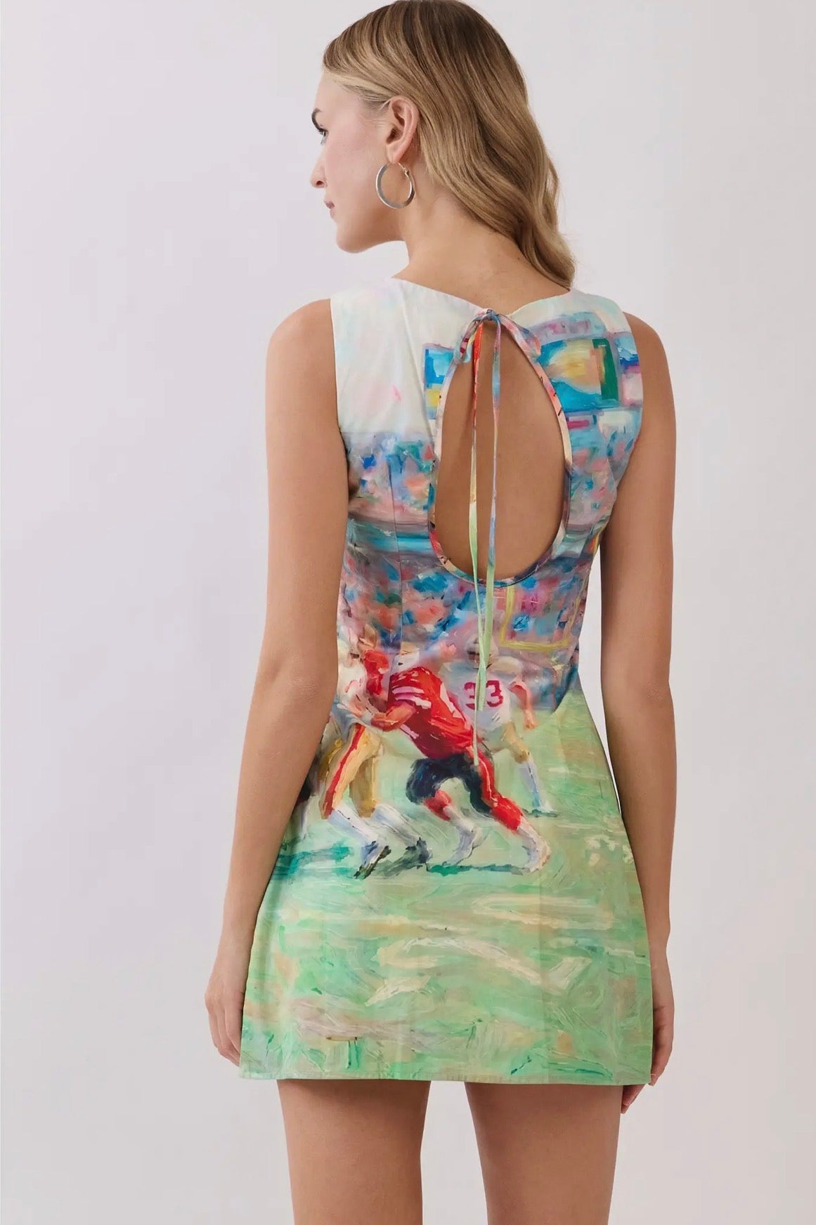 Faye Football Print Open Back Mini Dress