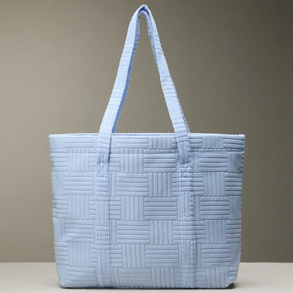 Blue Quilted Tote Bag