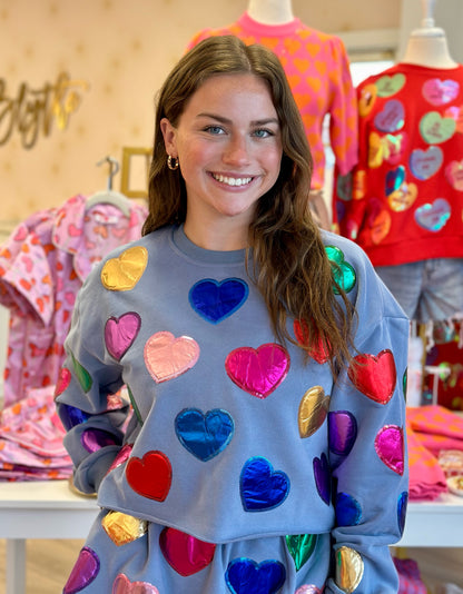 Dusty Blue Heart Sweatshirt