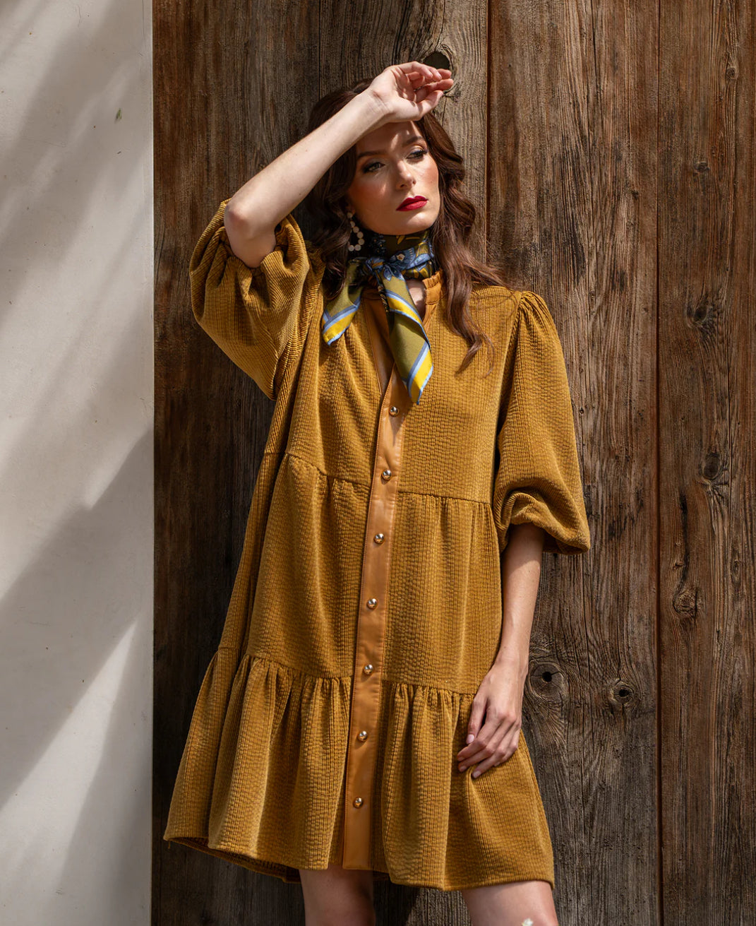 Sadie Dress in Tapenade Corduroy