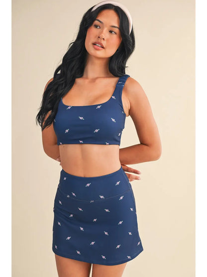 Rose Print Ruched Bra Top