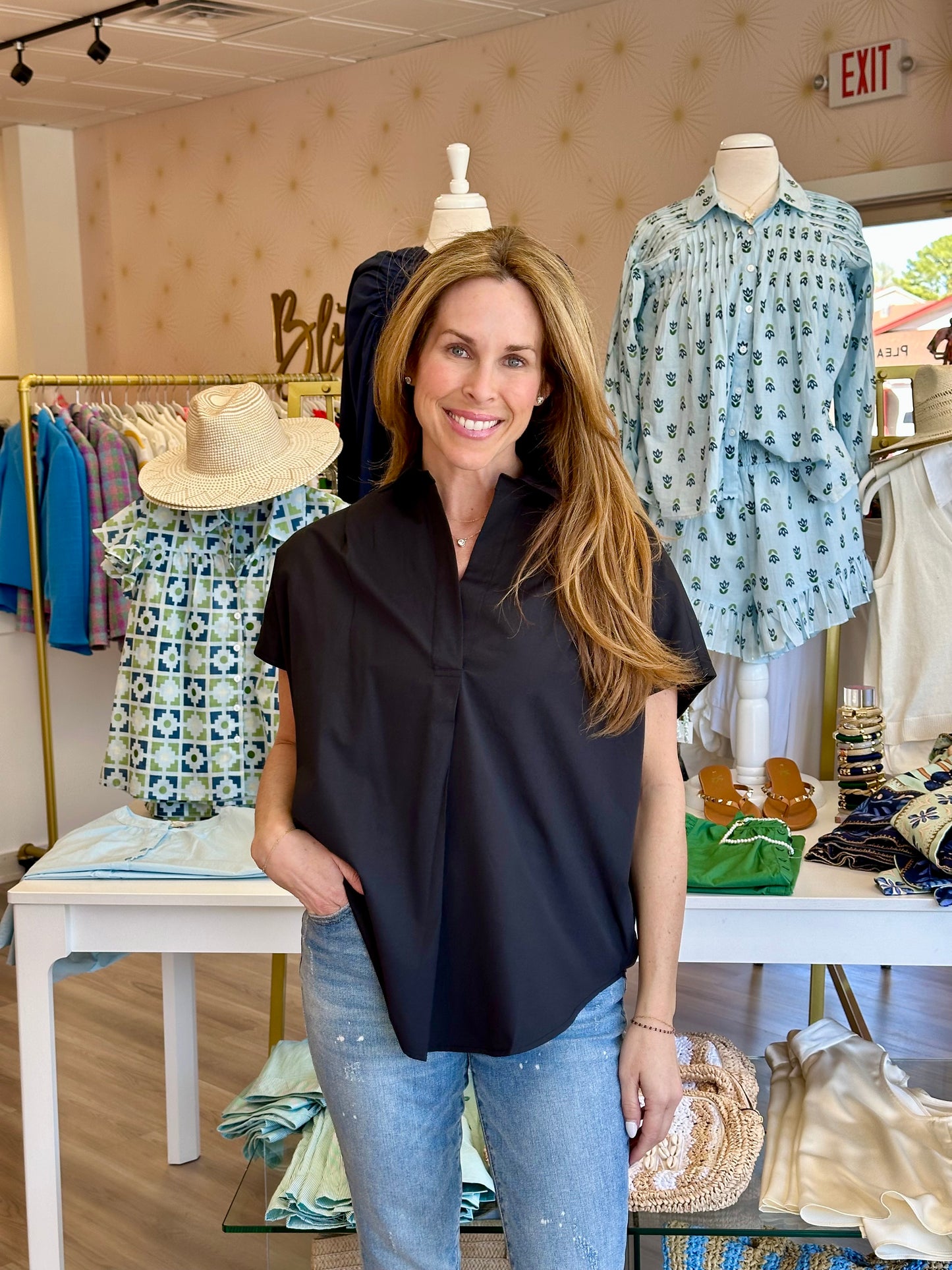 Poplin Shirting Popover in Black