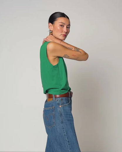 Collins Crewneck Tank in Verdant Green