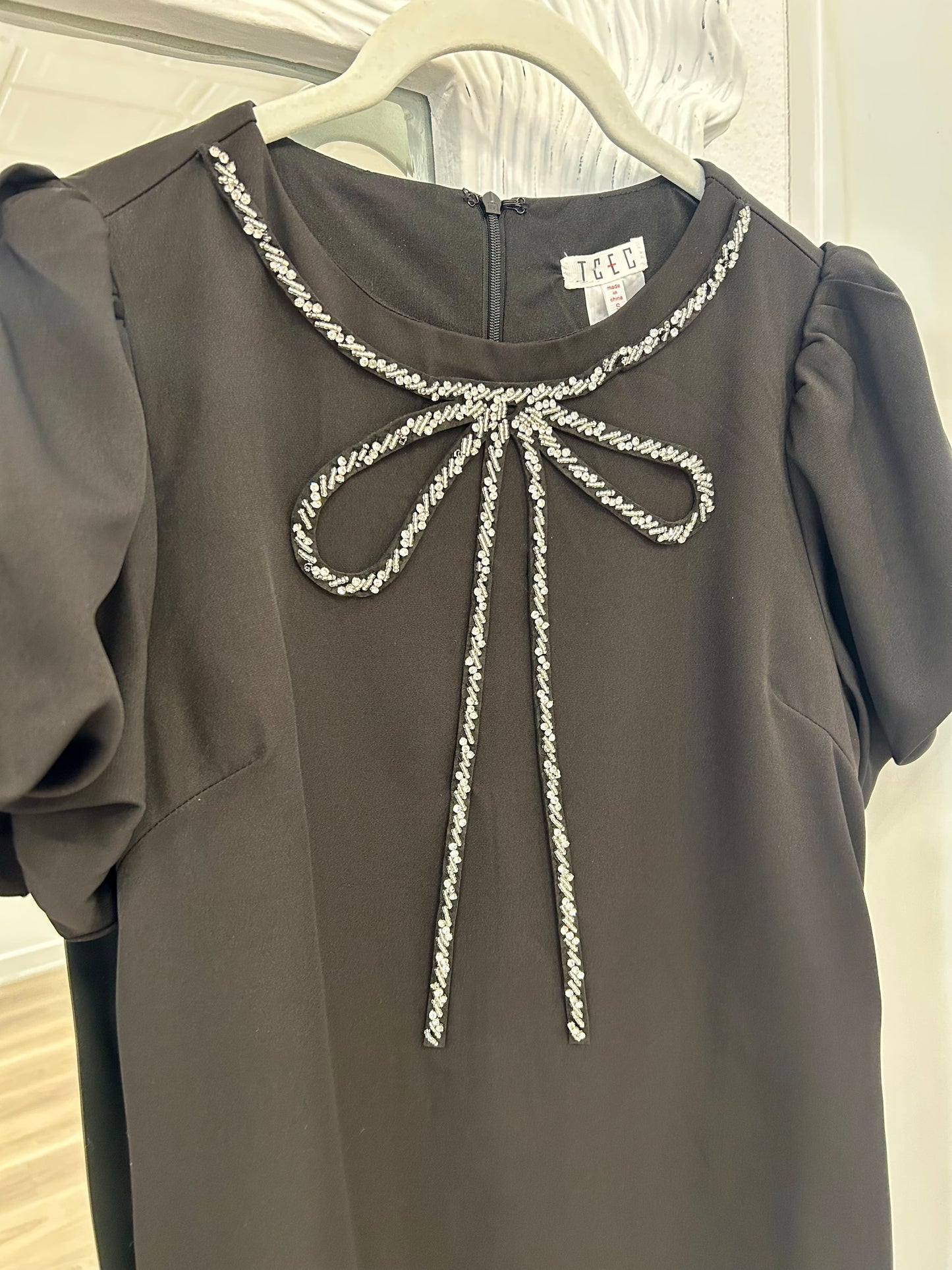 Crystal Bow Satin Dress