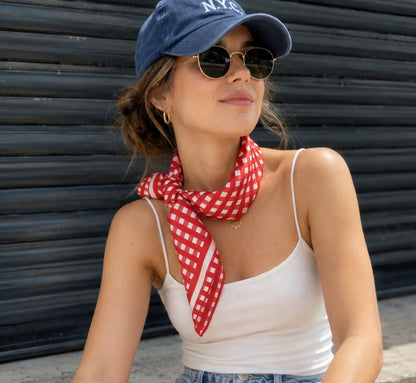 Red & White Gingham Scarf