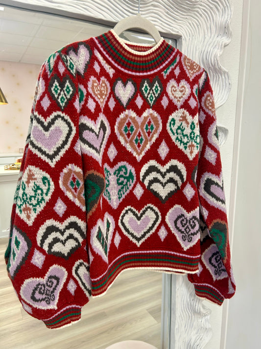 Heart Sweater in Wine