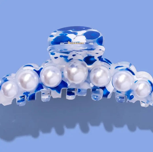 Blue & Pearl Claw Clip