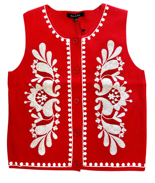 ￼Embroidered Vest in Red