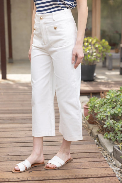 Margaret Gold Button Canvas Culottes
