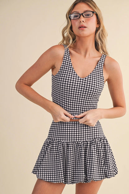 Black Gingham Aligned Cropped Top
