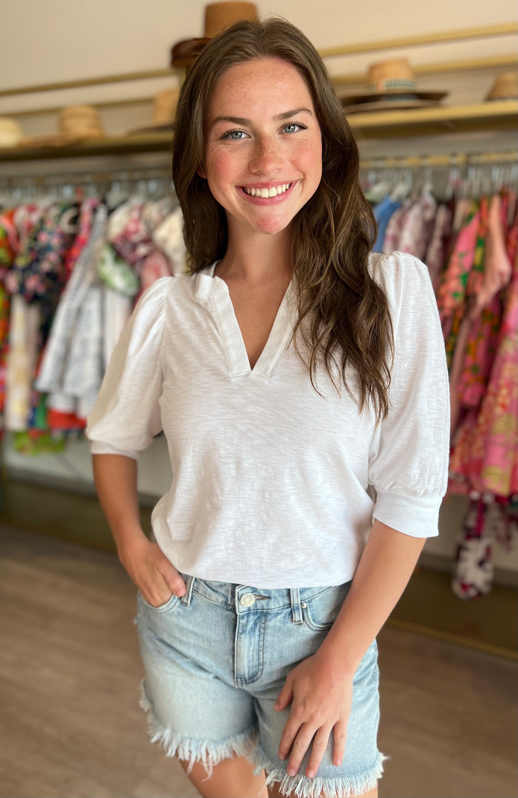 Lou Peasant Tee in White