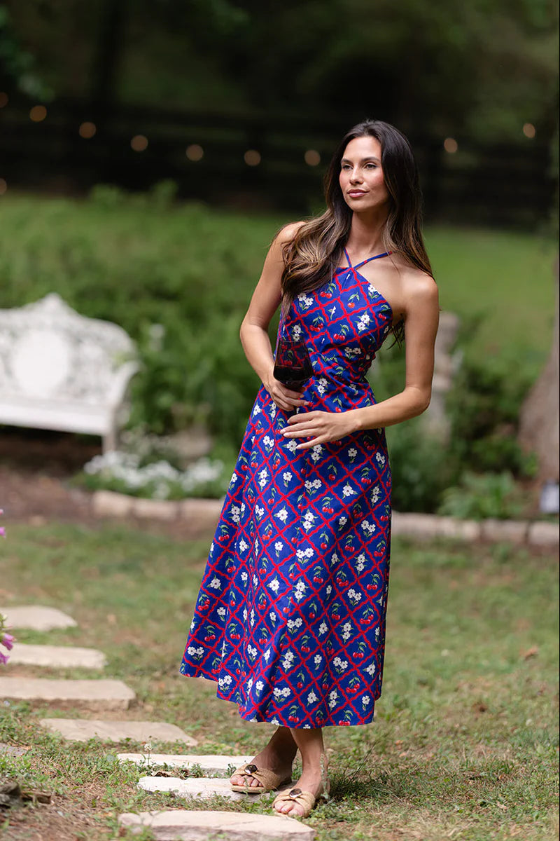 Karin Dress in Navy Cherry