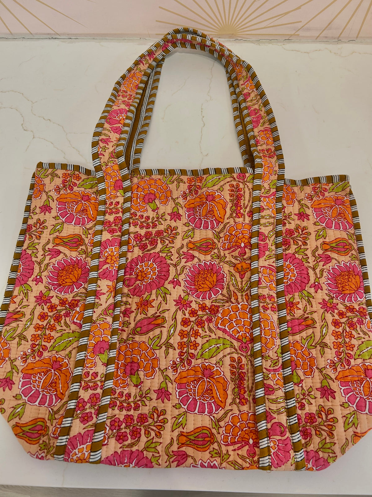 Pink/Orange Quilted Tote