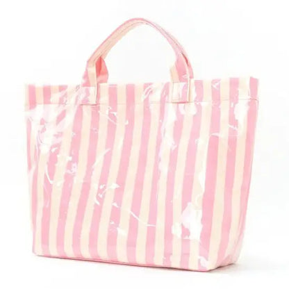 Large Striped Vinyl Tote Bag
