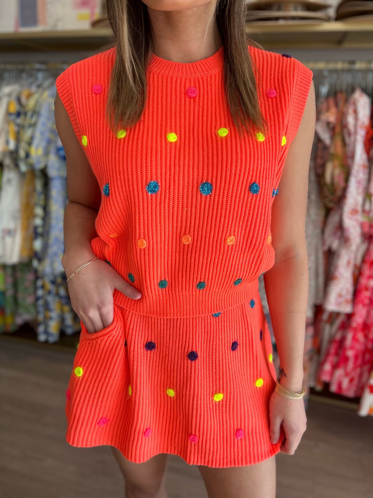 Neon Orange Polka Dot Skirt