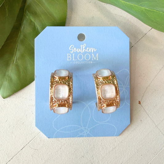 Palazzo Stone Hoops Cream