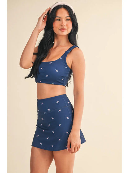 Rose Print Ruched Bra Top