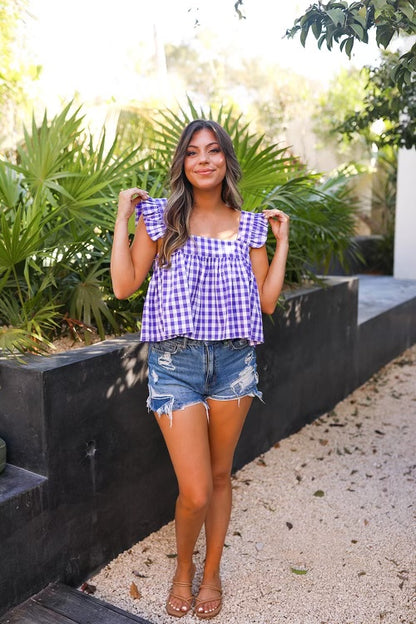 Kyle Purple Check Top