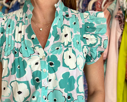 Mod Floral Top in Jade