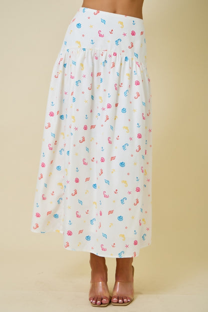 Coastal Print Maxi Skirt