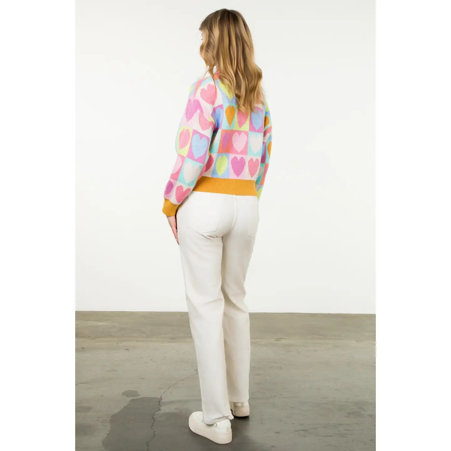 Mock Neck Heart Sweater