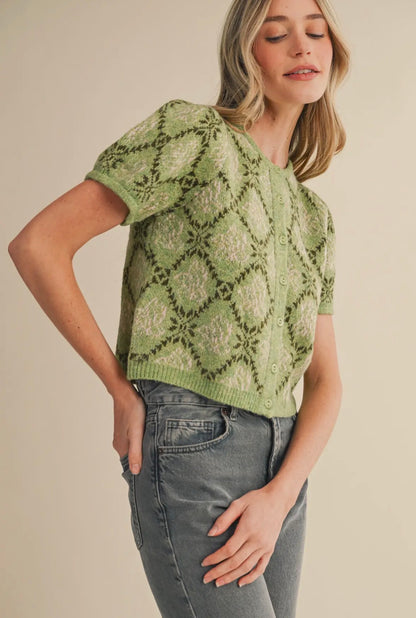 Short Sleeve Sweater in Avocado
