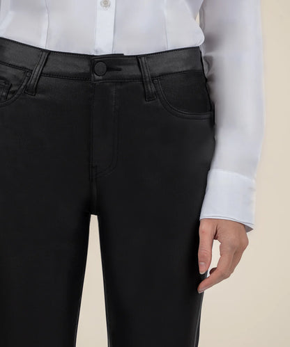 Kelsey Coated High Rise Ankle Flare in Black
