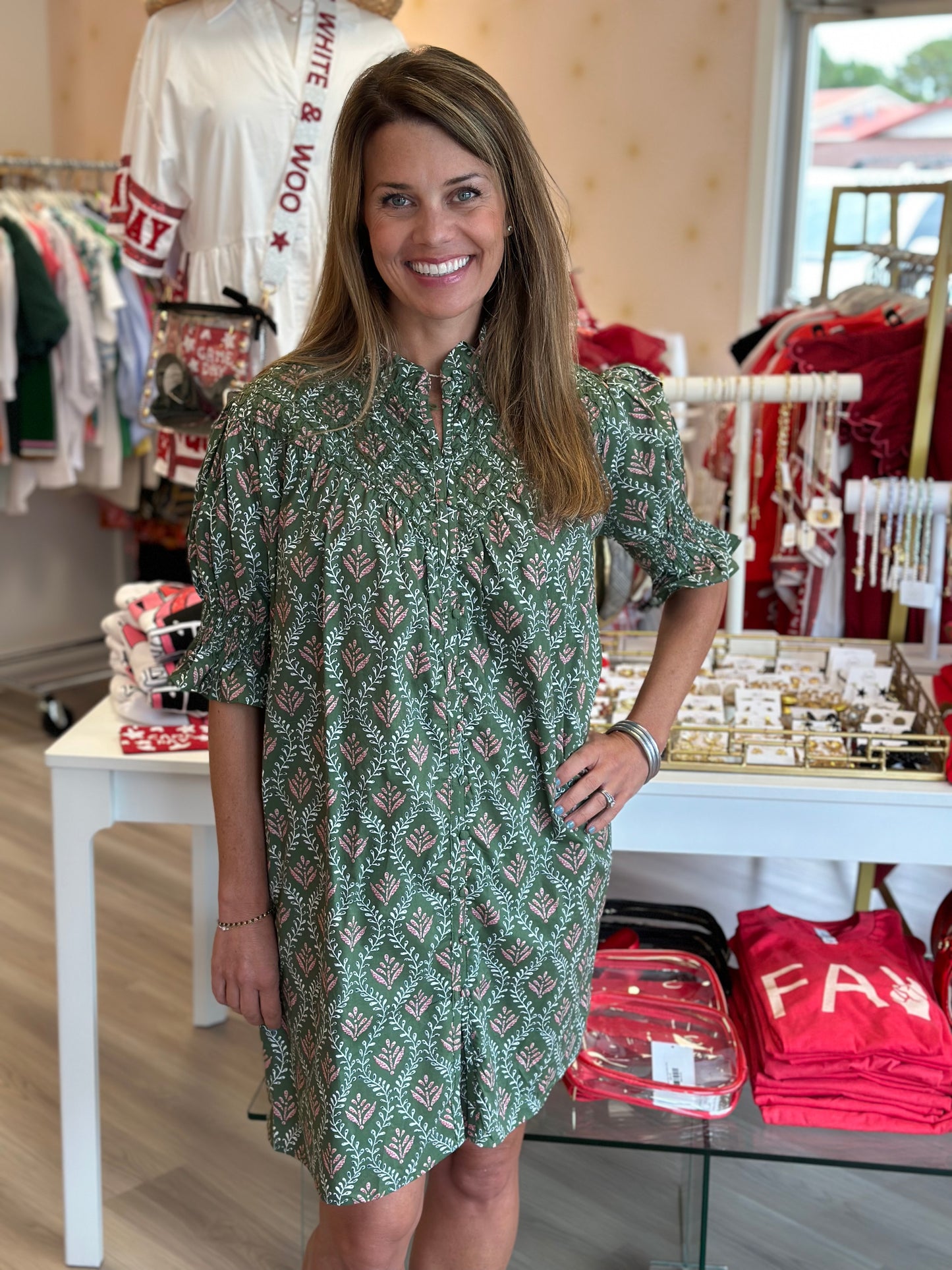 Lyle Dress in Green Print
