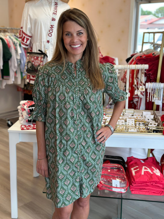 Lyle Dress in Green Print